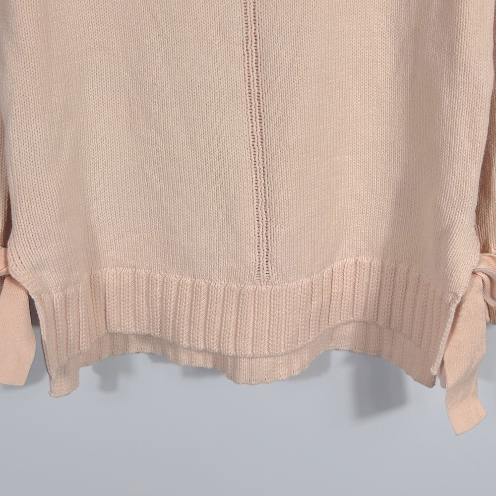 Ann Taylor Loft Cotton Light Pink Knit Crewneck Sweater Side Tie Size XS - Picture 5 of 8